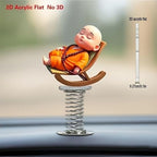 Acrylic Flat Car Dashboard Decor with Spring Base